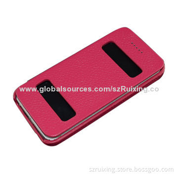 Luxury Genuine leather case for iPhone 5/5s, with double open window